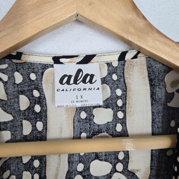 VTG Ala California Jacket Sz 1X Waterfall Open Front Abstract Polka Dot USA - Picture 6 of 9